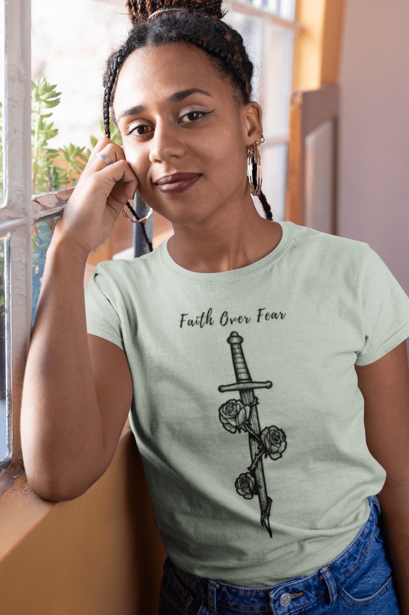 Women's Faith Over Fear Sword - Comfort Tee - Rebels in Faith