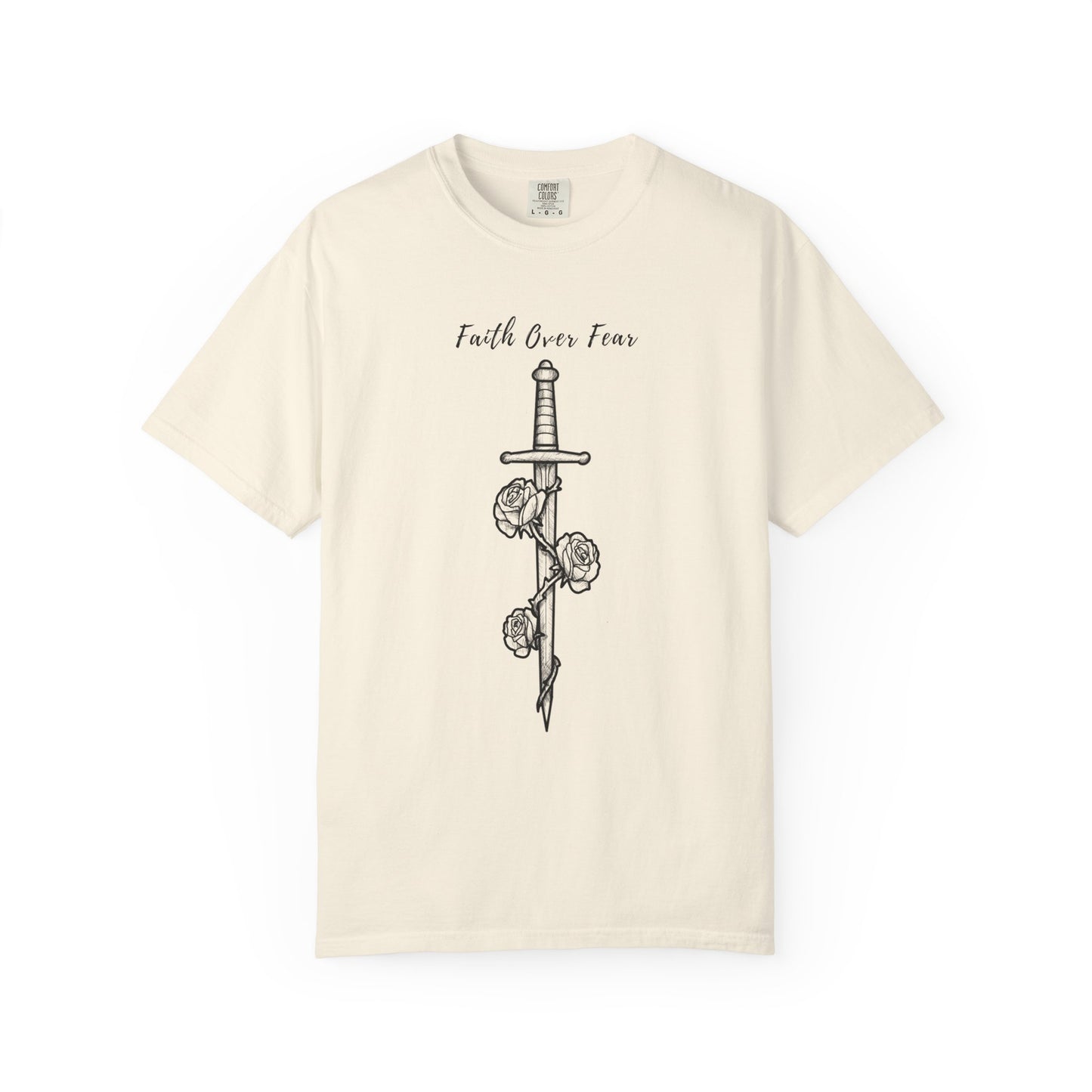 Women's Faith Over Fear Sword - Comfort Tee - Rebels in Faith